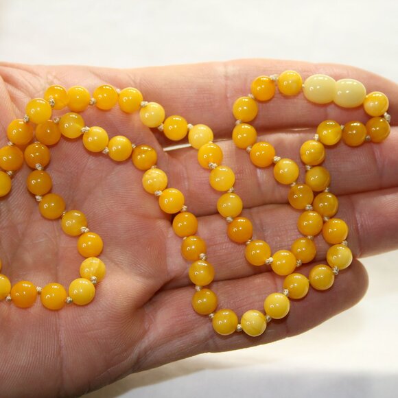 Real BALTIC AMBER Necklace, 100% NATURAL Handmade Butterscotch Amber Beads - Picture 11 of 13